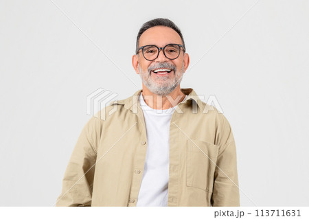 Smiling senior man with glasses and beard 113711631