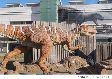 福井駅前の恐竜モニュメント　フクイラプトル 113711673