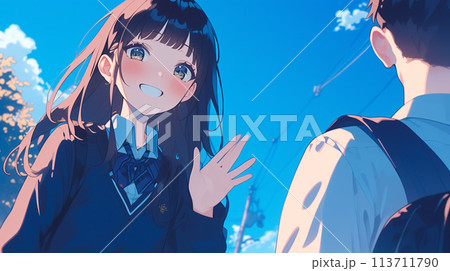 桜を見ている学生 桜を見ている学生 113711790