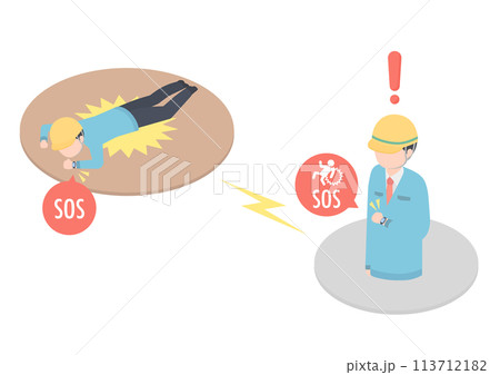 現場作業員の転倒を検知して周りに知らせるウェアラブル機器 113712182