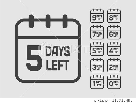 Countdown daily page calendar icon - 5 days left Countdown daily page calendar icon - 5 days left 113712496