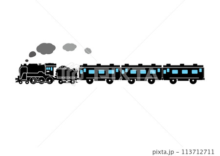 おもちゃ風のSL C62が走っているイラスト おもちゃ風のSL C62が走っているイラスト 113712711