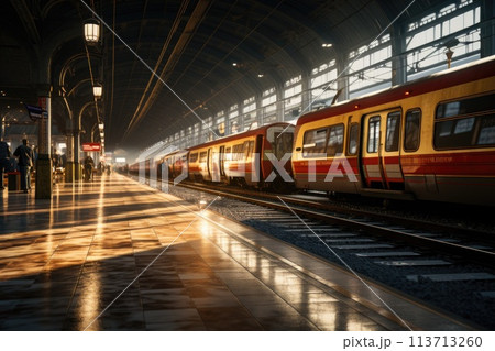 Railway station, railroad station, iron station, train, adjustment of train traffic, sending and receiving passengers and tourists, stopping point, arrival building. 113713260