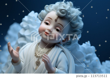 Krishna janmashtami, yearly Hindu festival that celebrates the birth of Krishna, the eighth incarnation of Vishnu, supreme God, of the Vaishnava tradition of Hinduism, Religious cultural. 113713511