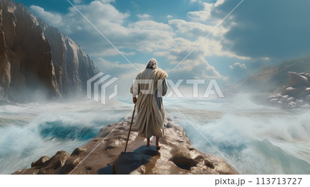 Religious biblical concept, the story of Moses parting the sea, flight from Pharaoh, the Jews, belief in God and Jesus Christ , the liberation of the Jews from Egyptian captivity, the miracle . 113713727