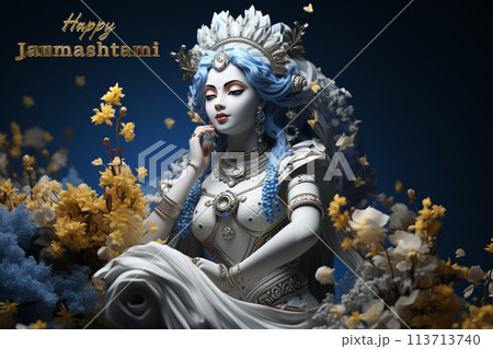 Krishna janmashtami, yearly Hindu festival that celebrates the birth of Krishna, the eighth incarnation of Vishnu, supreme God, of the Vaishnava tradition of Hinduism, Religious cultural. 113713740