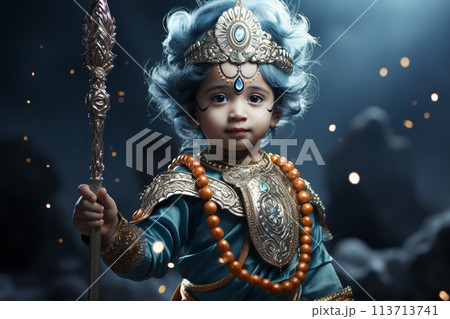 Krishna janmashtami, yearly Hindu festival that celebrates the birth of Krishna, the eighth incarnation of Vishnu, supreme God, of the Vaishnava tradition of Hinduism, Religious cultural. 113713741