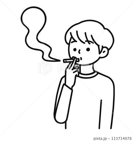 喫煙している男性・線画 113714078