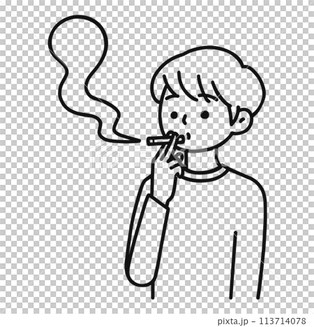 喫煙している男性・線画 113714078