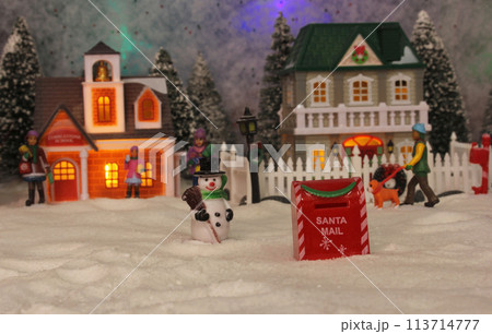 Winter Christmas Village With Snow and Lights Winter Christmas Village With Snow and Lights 113714777