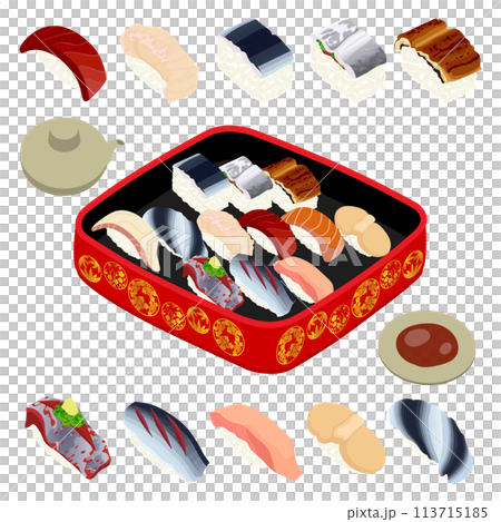 Delicious sushi ~Autumn~ (sardines, small, mackerel, scallops, new fins, flatfish, swordfish, cutlassfish, eel) 113715185