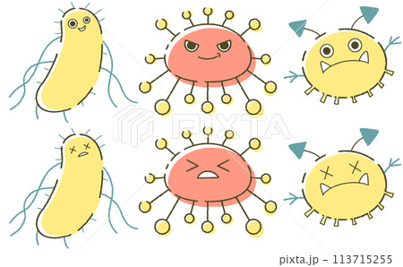 ウイルスのイラストセット 素材集 ウイルスのイラストセット 素材集 113715255