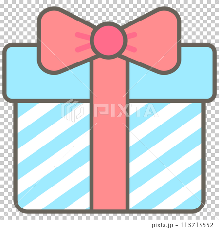 Kids hand drawn kawaii birthday party cute elements set gift box 113715552