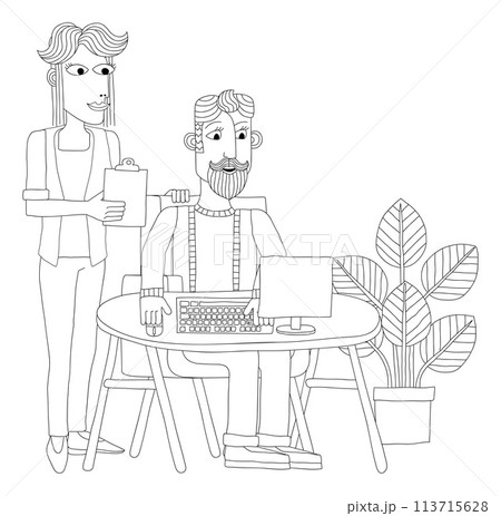 People Working Business Illustration Office Scene 113715628
