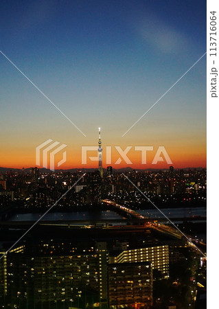 スカイツリーのある夕景 5月江戸川52東京スカイツリー夕景・タワーホール船堀 スカイツリーのある夕景 5月江戸川52東京スカイツリー夕景・タワーホール船堀 113716064