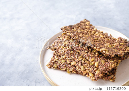 Seed crackers on neutral background  113716200