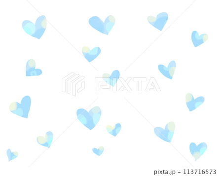 水色水彩ハートパターン 113716573