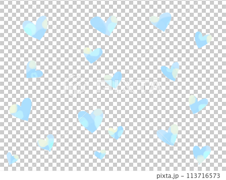 水色水彩ハートパターン 113716573