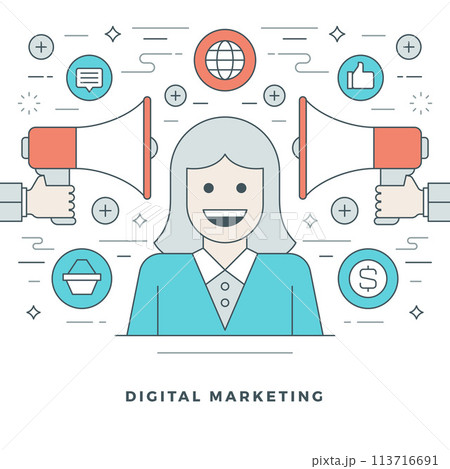 Flat line Business Concept Vector illustration. Modern thin linear stroke vector icons. Flat line Business Concept Vector illustration. Modern thin linear stroke vector icons. 113716691