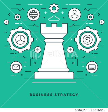 Flat line Business Strategic Management. Vector illustration. 113716849