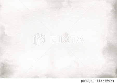 Old paper with stains and streaks. Watercolor gray background with streaks of paint, imitation of the texture of white marble. Blurred abstract background for design in grunge style. 113716974