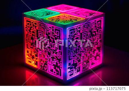 Qr code with neon effect. 113717075