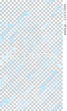 水色の右上がりの矢印とドットとストライプ柄の円の縦長パターン背景 水色の右上がりの矢印とドットとストライプ柄の円の縦長パターン背景 113717094