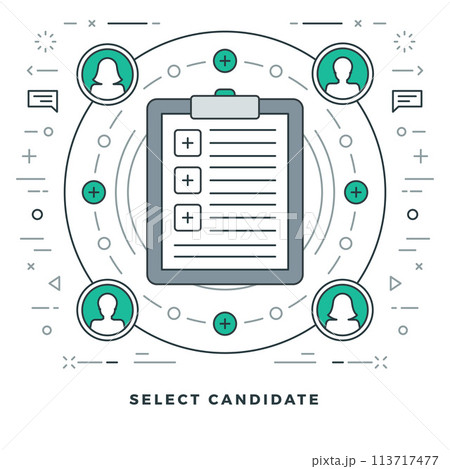 Flat line Select Candidate or Employee Search Vector illustration. 113717477