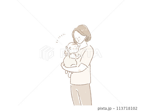 赤ちゃんを抱っこする女性、お母さん 赤ちゃんを抱っこする女性、お母さん 113718102