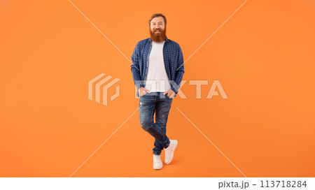 Full Length Of Cheerful Man With Red Hair And Beard 113718284