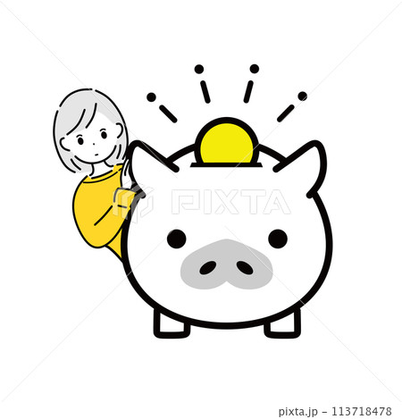 貯金する女性のイラスト 113718478
