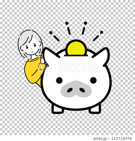 貯金する女性のイラスト 113718478