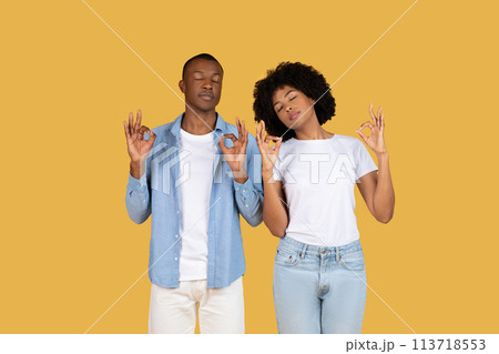 Two people making OK sign, meditation, calmness 113718553