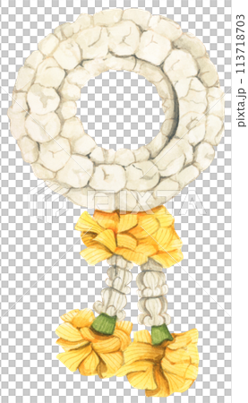 Thai garland colorful flower. Watercolor illustration. 113718703