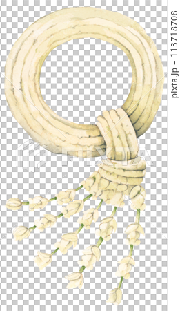 Thai garland colorful flower. Watercolor illustration. Thai garland colorful flower. Watercolor illustration. 113718708