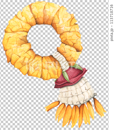 Thai garland colorful flower. Watercolor illustration. 113718716