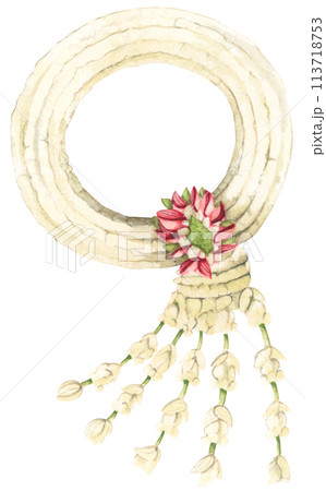 Thai garland colorful flower. Watercolor illustration. Thai garland colorful flower. Watercolor illustration. 113718753
