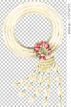 Thai garland colorful flower. Watercolor illustration. Thai garland colorful flower. Watercolor illustration. 113718753