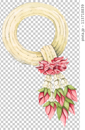 Thai garland colorful flower. Watercolor illustration. Thai garland colorful flower. Watercolor illustration. 113718839