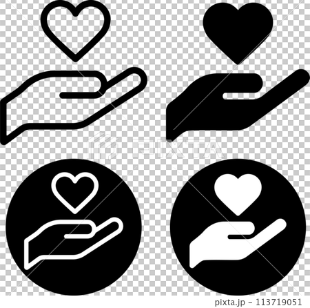 Hands holding a heart icon set 113719051