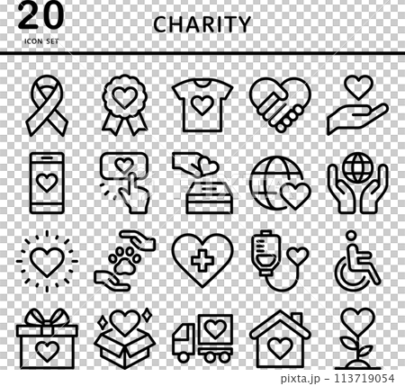 チャリティー　環境保護　アイコンセット 113719054