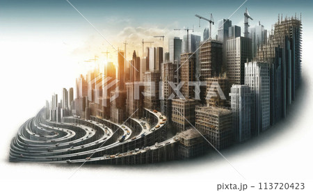 都市の進化:段階的なビルの建設 都市の進化:段階的なビルの建設 113720423