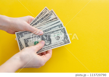 female hands counting banknotes 113720790