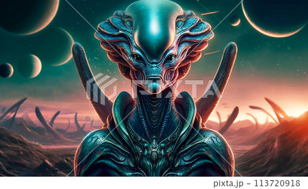不気味な異星人の顔 113720918