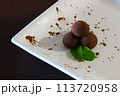 Traditional Brazilian Chocolate Cacao Brigadeiro Balls With Mint 113720958