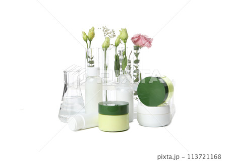 PNG,Cosmetics with chemical tubes, isolated on white background 113721168