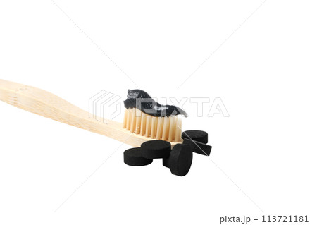PNG, activated charcoal toothpaste, isolated on white background. PNG, activated charcoal toothpaste, isolated on white background. 113721181