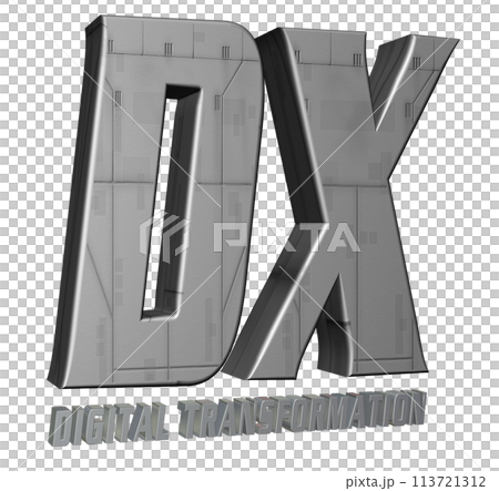 3DCG文字「DX（デジタルトランスフォーメーション）」シルバー,銀 113721312