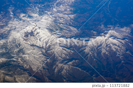 空撮 雪の蔵王連峰（山形県蔵王町） 113721882