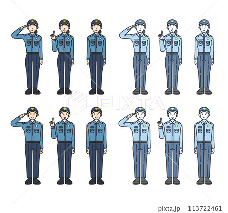 illustrations of various police poses illustrations of various police poses 113722461